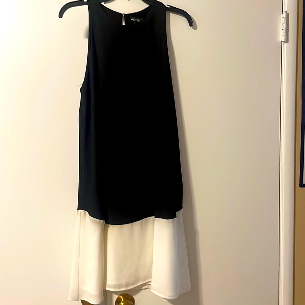 Black and ivory flowy dress.